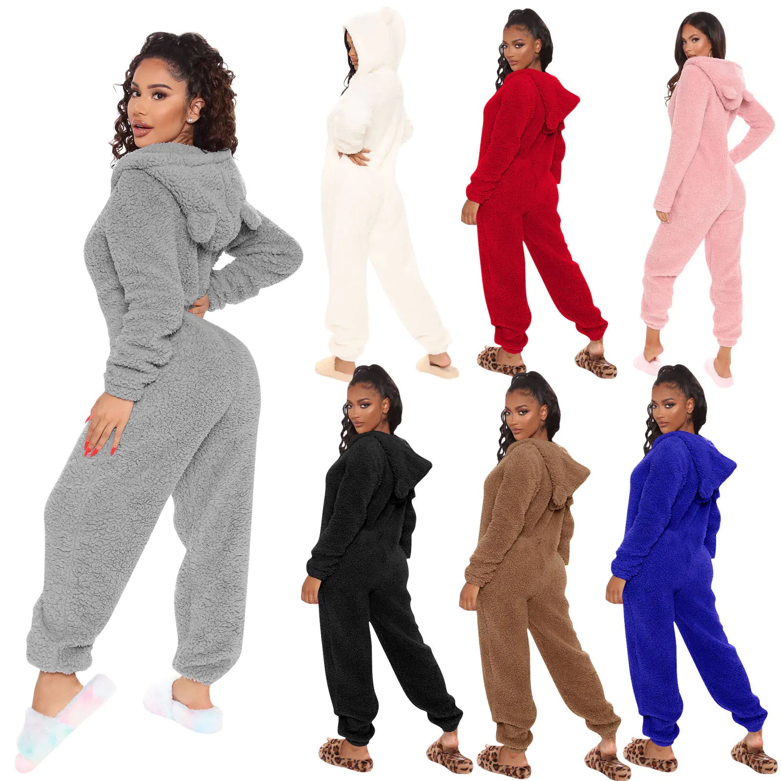 Long Sleeve Hooded Jumpsuit Pajamas