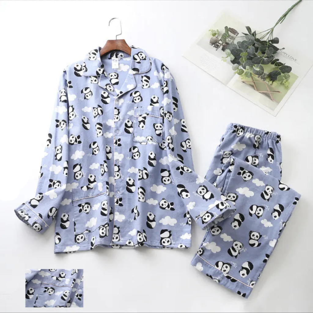 Men's Printed Long Sleeve Pajama Set with Trousers