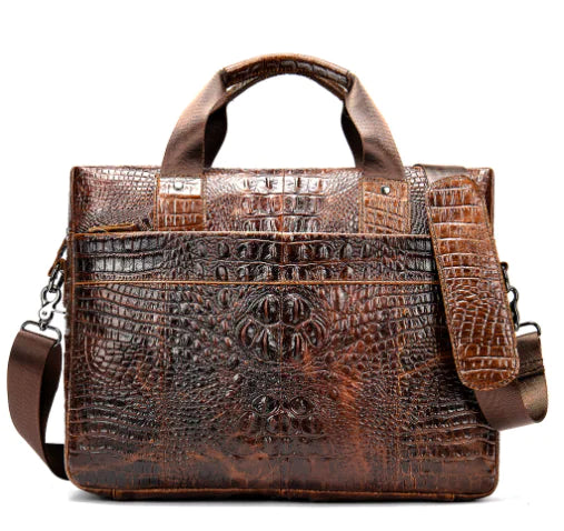Leather Croc Laptop Bag