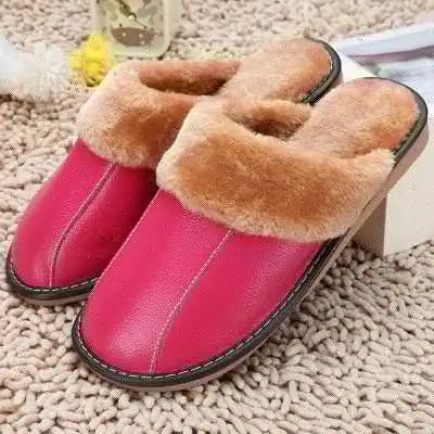 Mens Cowhide Cotton Slippers