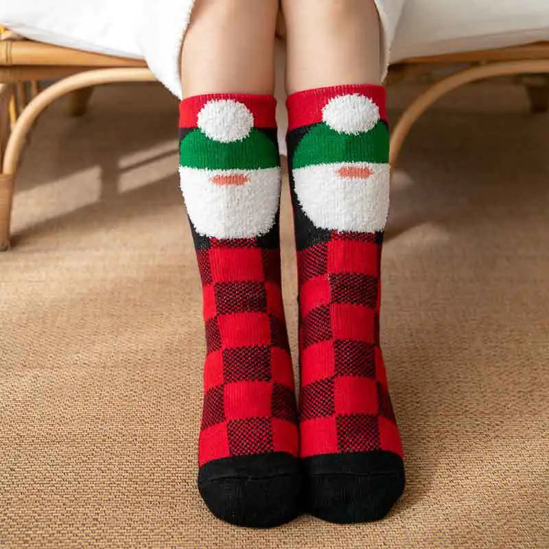 Winter Christmas Plush Coral Fleece Home Socks