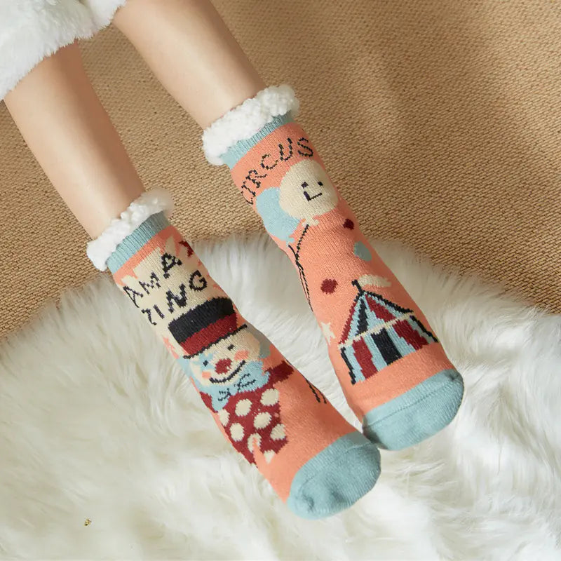 Winter Christmas Plush Coral Fleece Home Socks