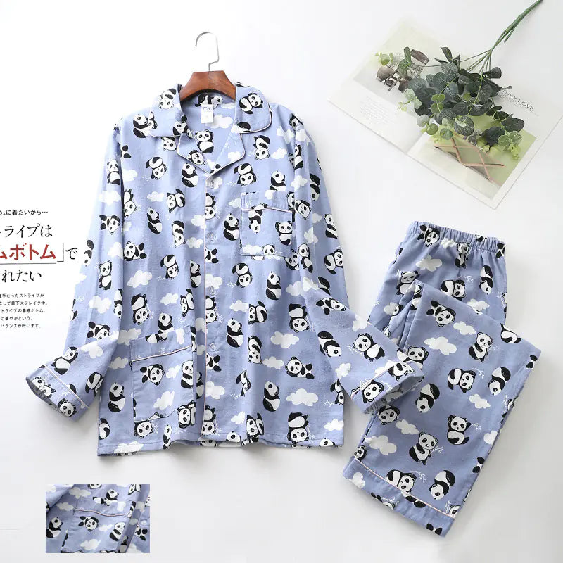 Men's Printed Long Sleeve Pajama Set with Trousers