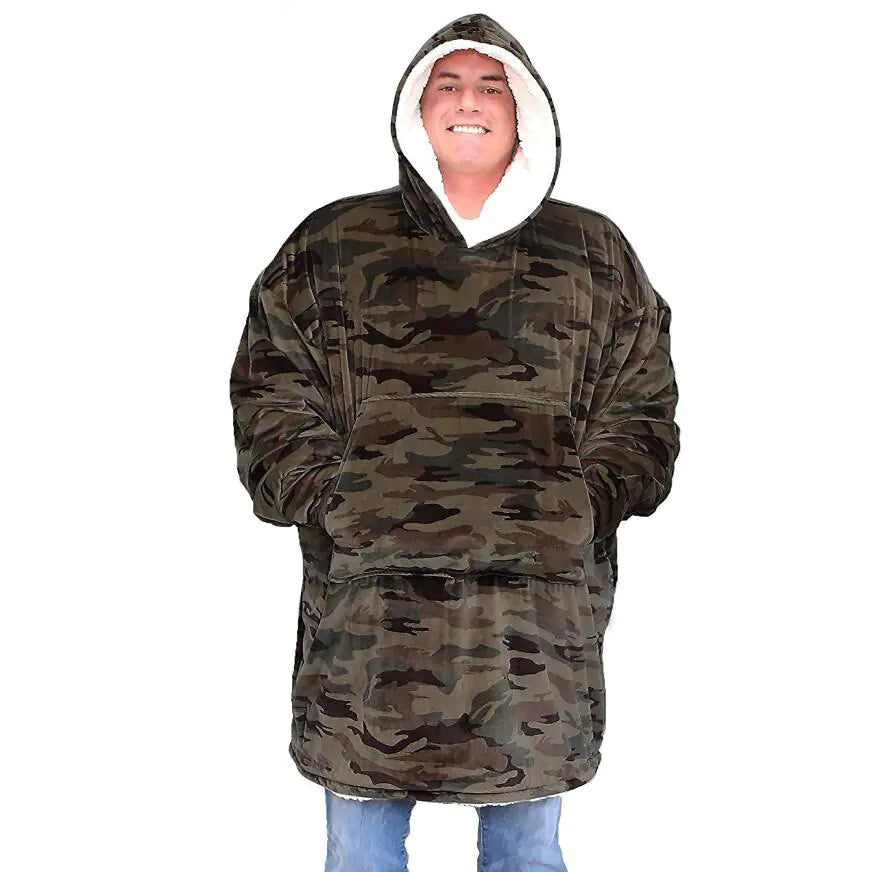 Winter White Leopard Print Hoodie Blanket for TV