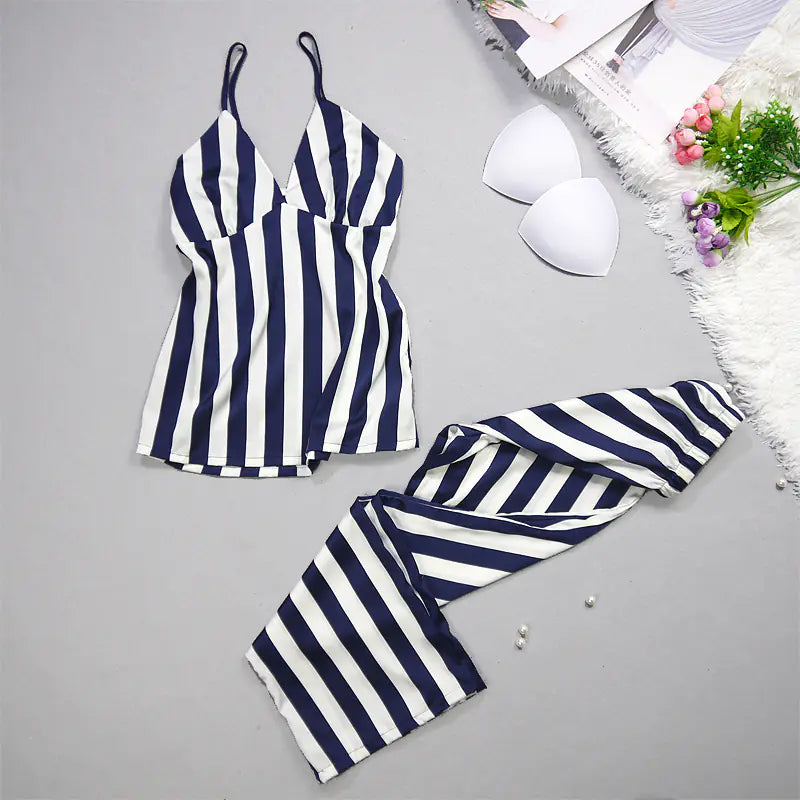 Stripped Silk Pajama Set