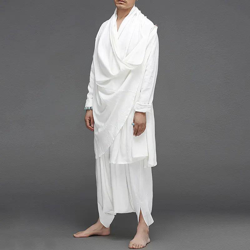 Long Ethnic Linen Cloak Set