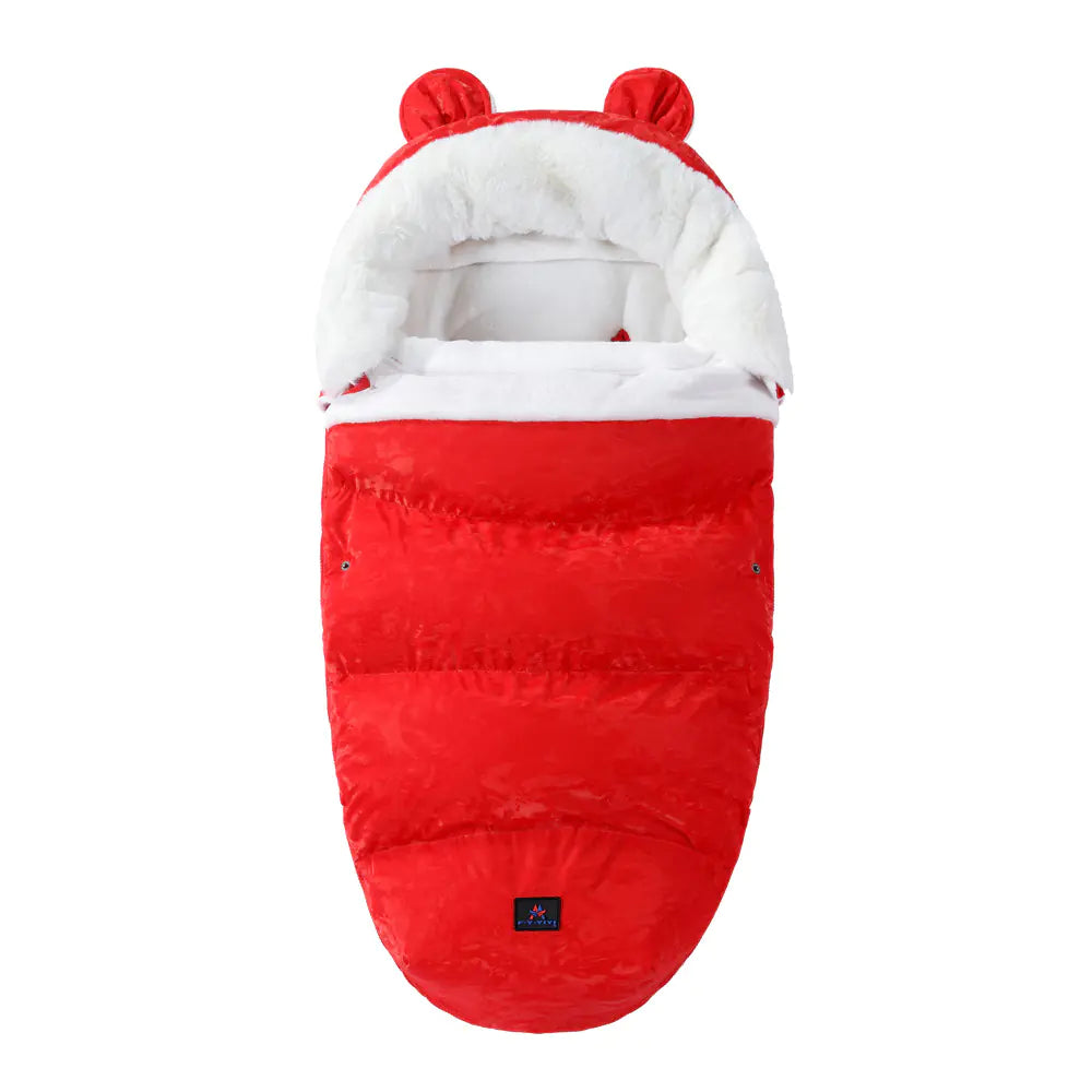 Thickened Fleece Baby Sleeping Bag with Fur Collar