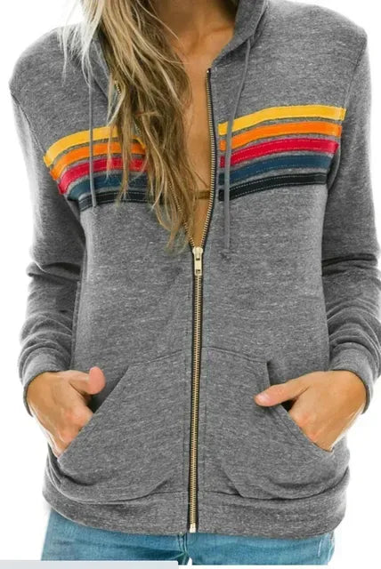 Unisex Aviator Nation 5 Stripe Zip Hoodie Sweatshirt