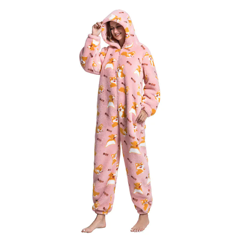 Cute Cartoon Animal Onesie Fleece Pajamas