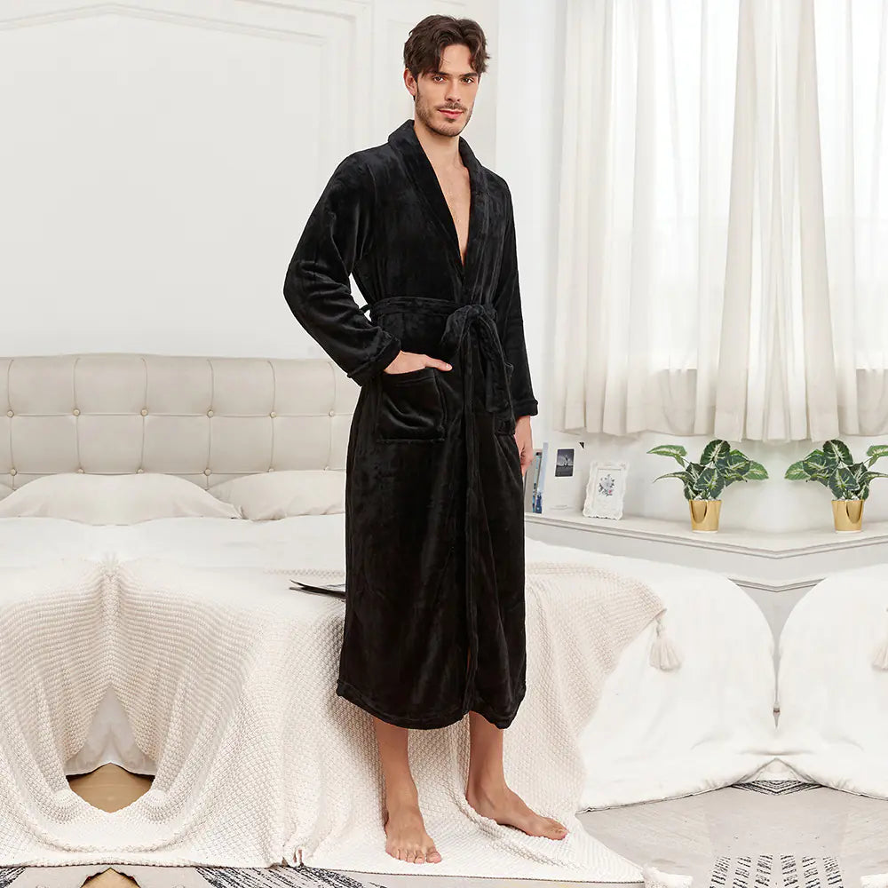 Unisex Long Flannel Bathrobe