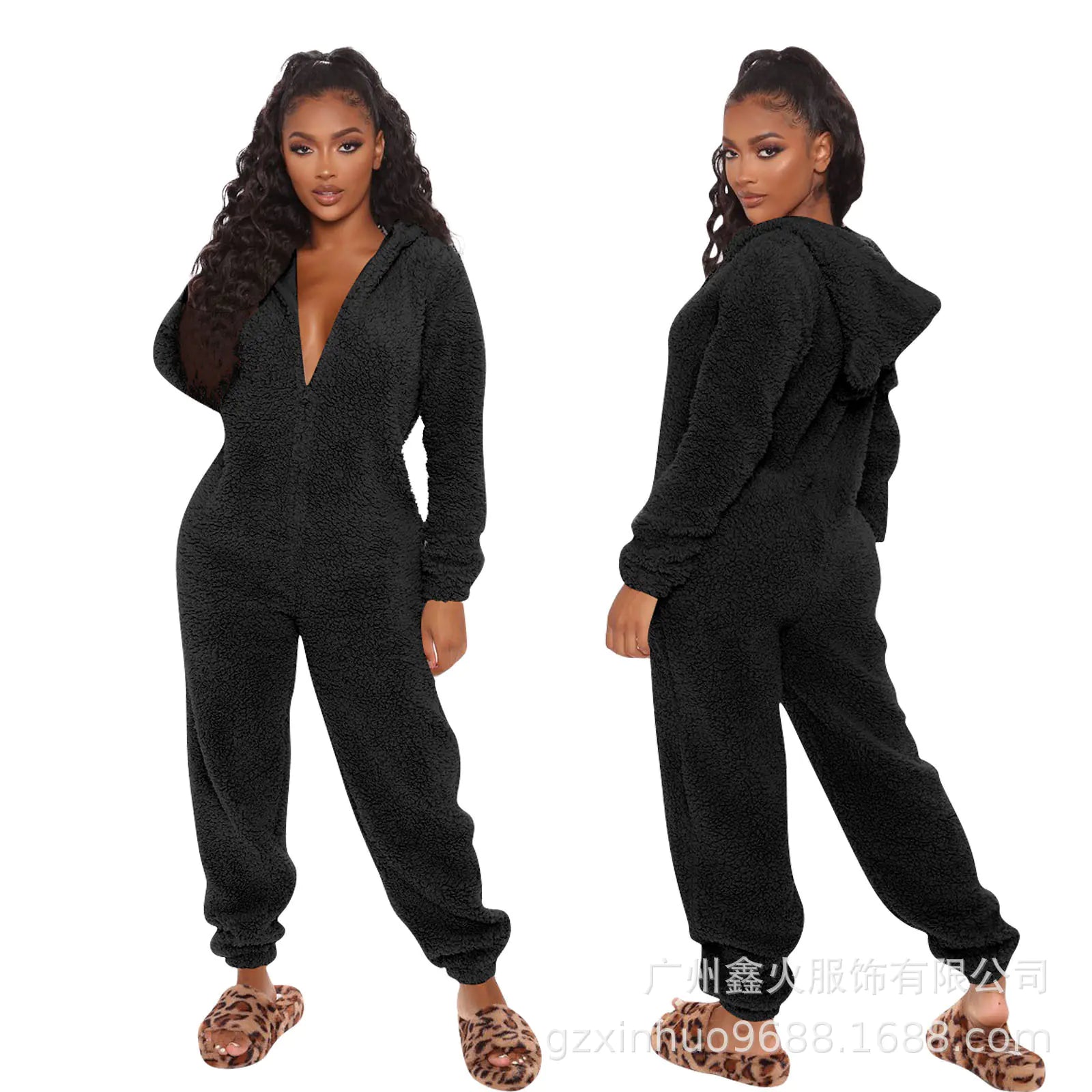 Long Sleeve Hooded Jumpsuit Pajamas