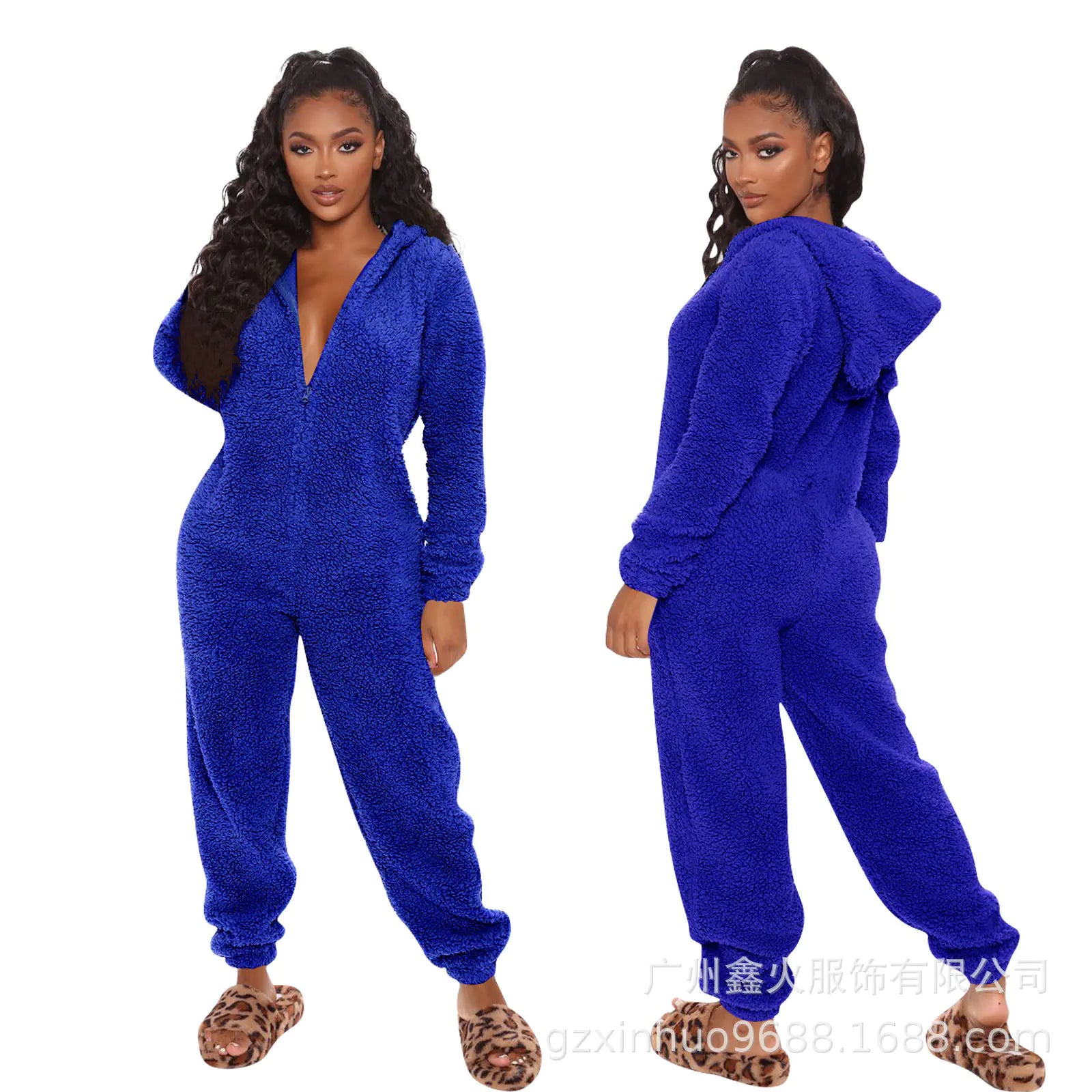 Long Sleeve Hooded Jumpsuit Pajamas