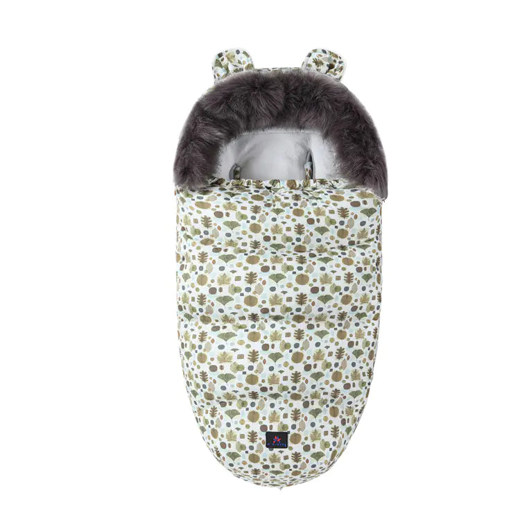 Thickened Fleece Baby Sleeping Bag with Fur Collar