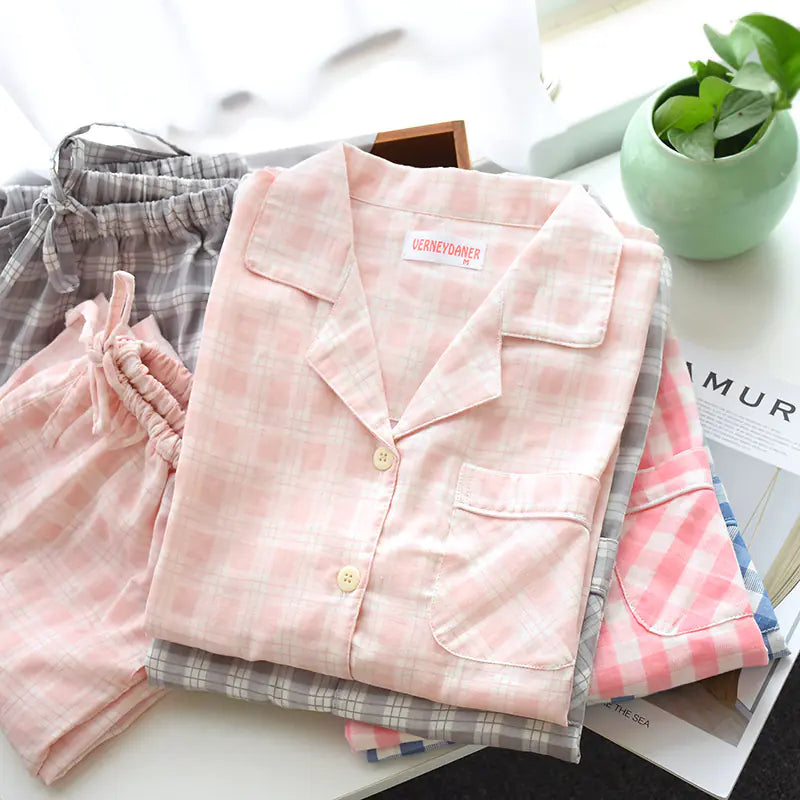 Cotton Plaid Pajama Set for Couples