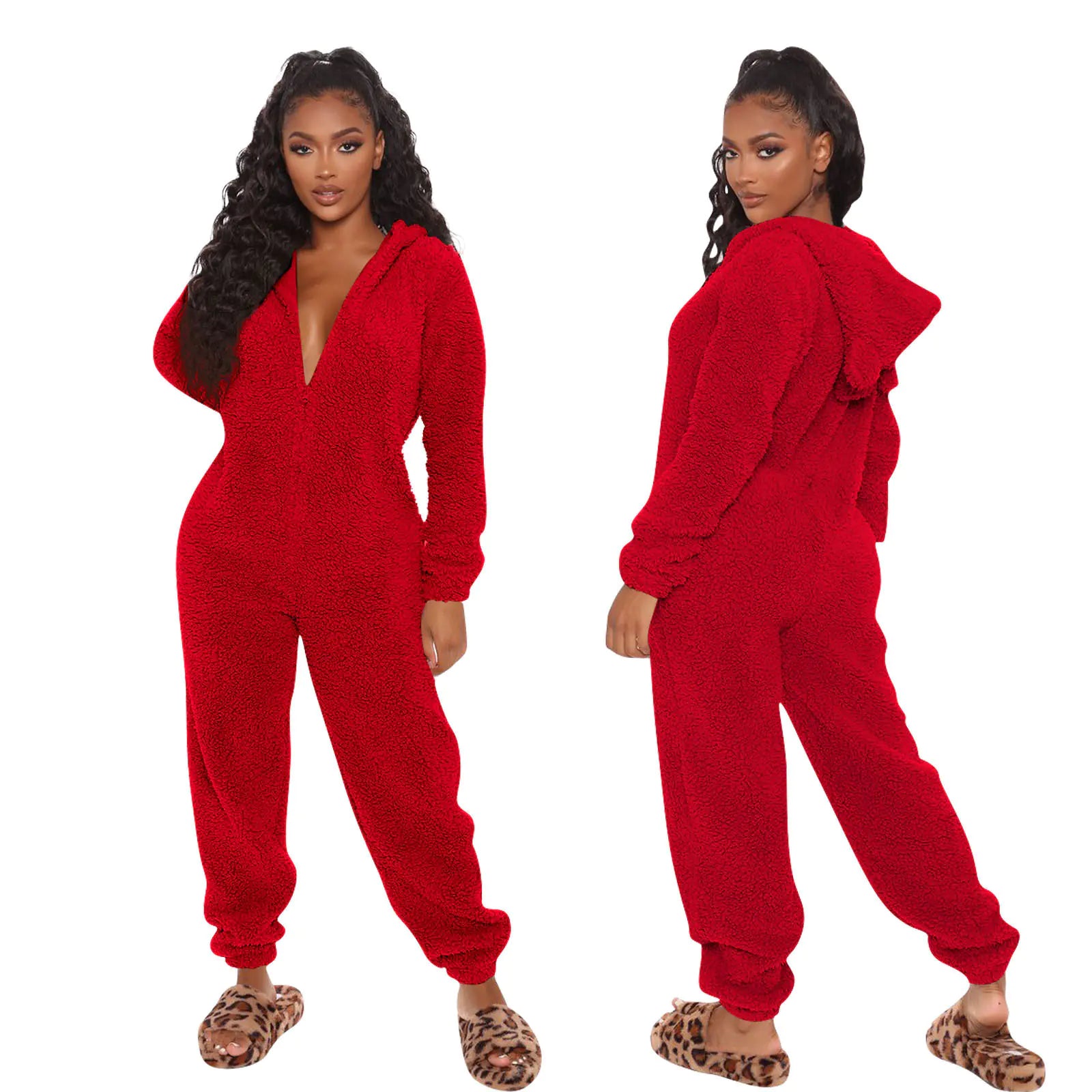 Long Sleeve Hooded Jumpsuit Pajamas