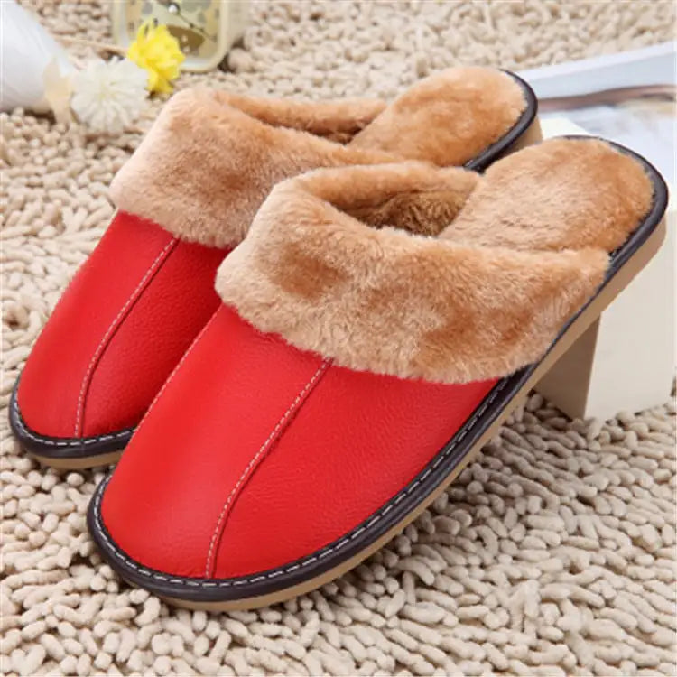 Mens Cowhide Cotton Slippers