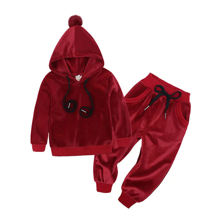 Kids Velvet Hoodie Set