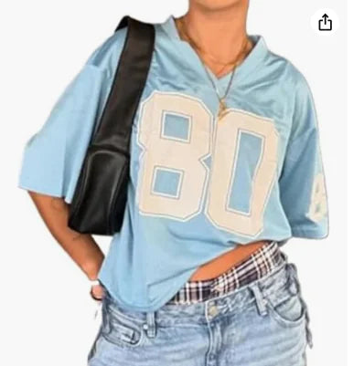 Street Tide Digital Print V-Neck Tee