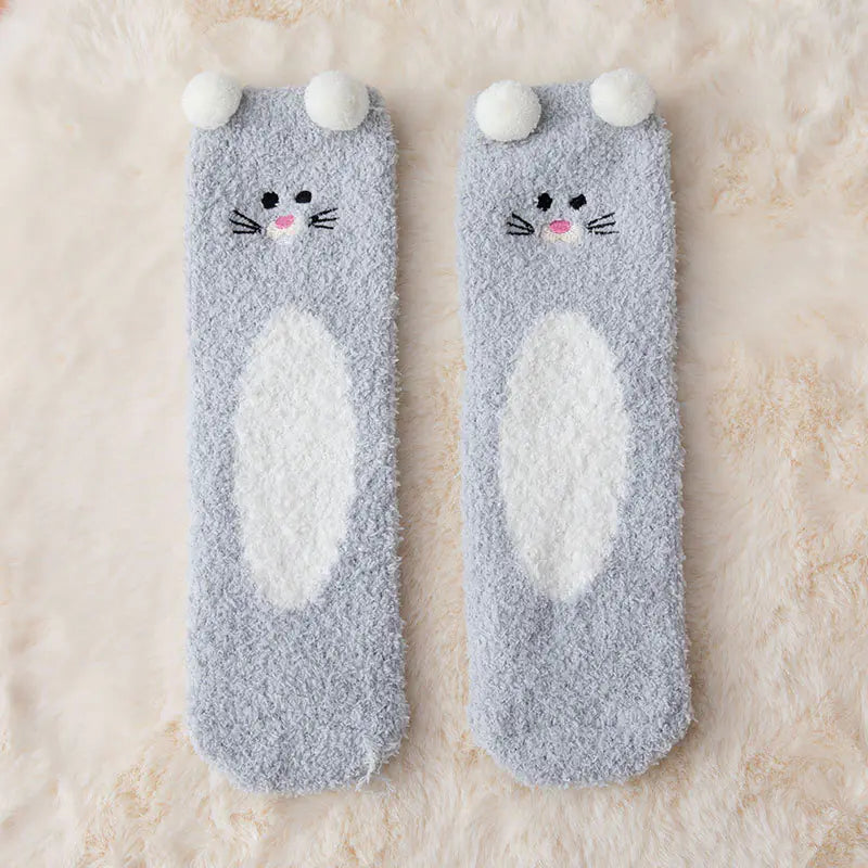 Women's Cartoon Coral Fleece Thick Warm Socks