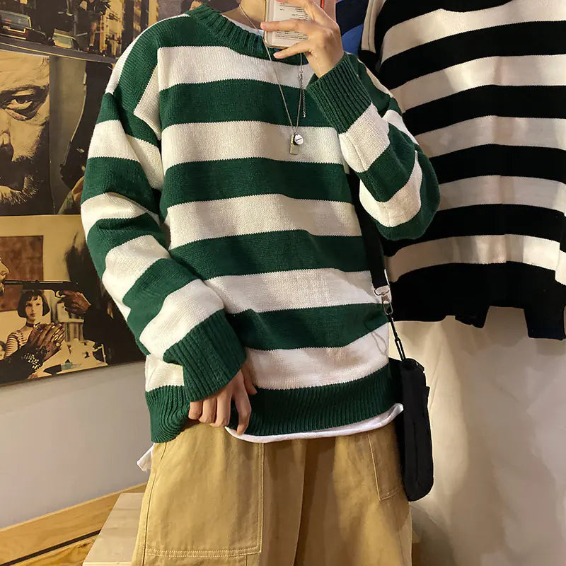 Men's Hoop Loose Round Neck Sweater