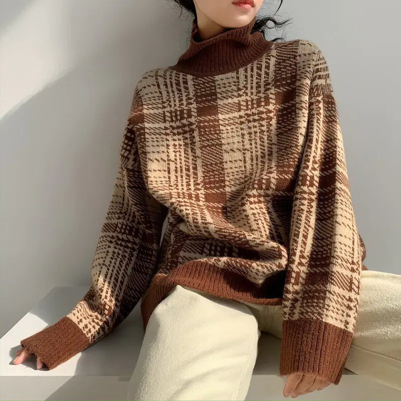 Vintage Style Knitted Turtleneck for Women