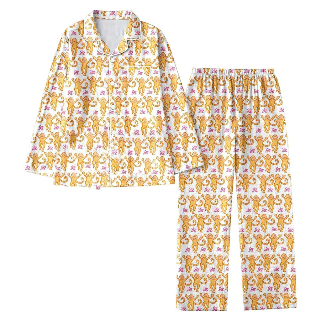 Ladies Monkey Printed Pajama Set