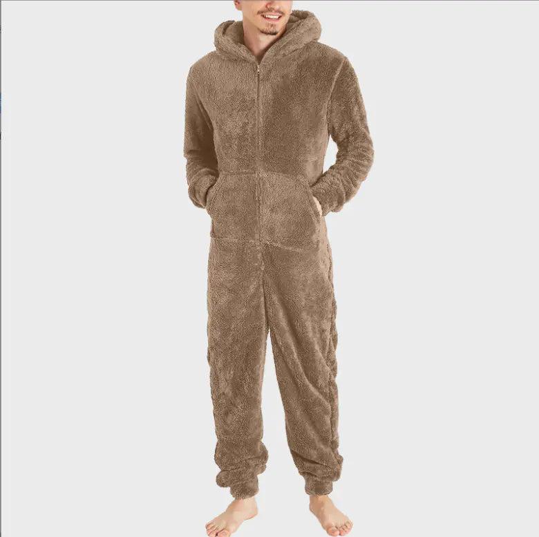 Mens Fleece Hooded Pajamas