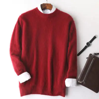 Men's Mink-Wool Round Neck Sweater
