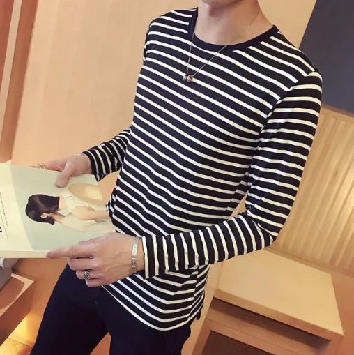 Mens Hooped Long Sleeved Tee