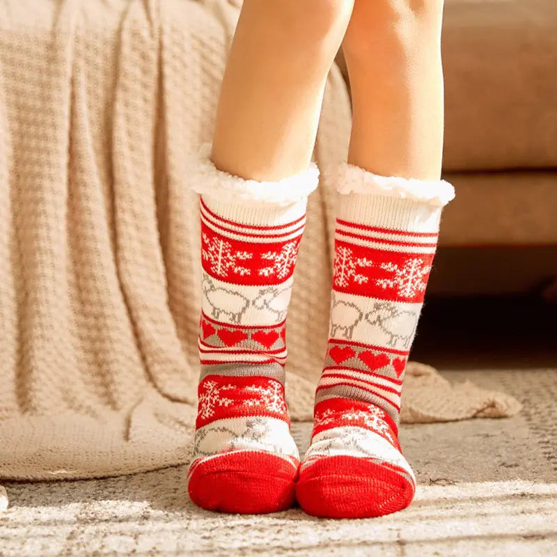 Winter Christmas Plush Coral Fleece Home Socks