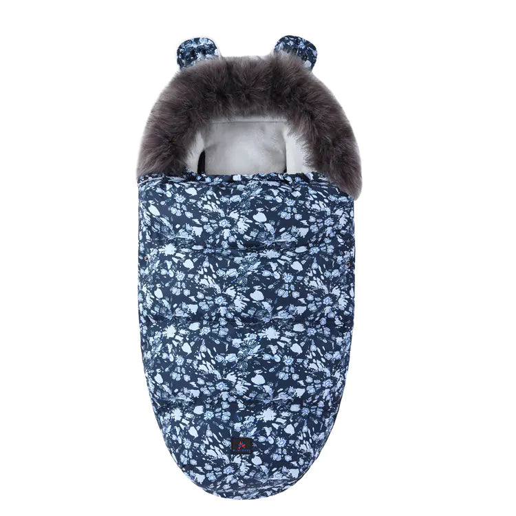Thickened Fleece Baby Sleeping Bag with Fur Collar