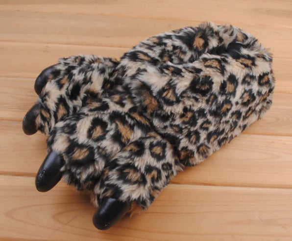 Cartoon Leopard Dinosaur Paw Slippers