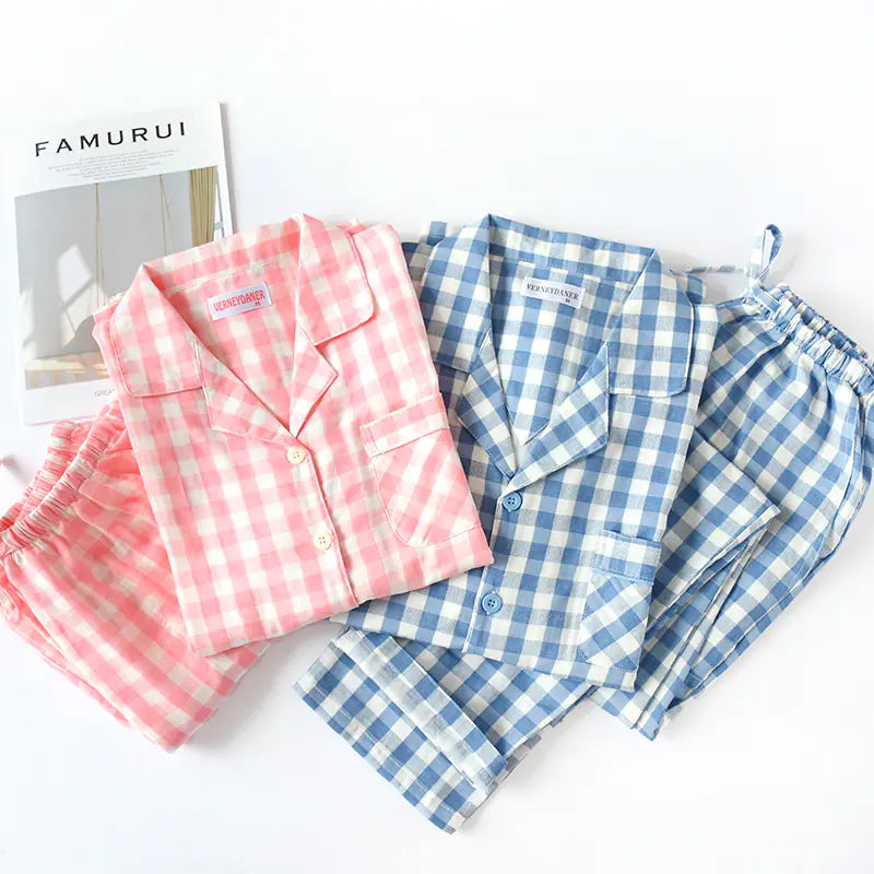 Cotton Plaid Pajama Set for Couples