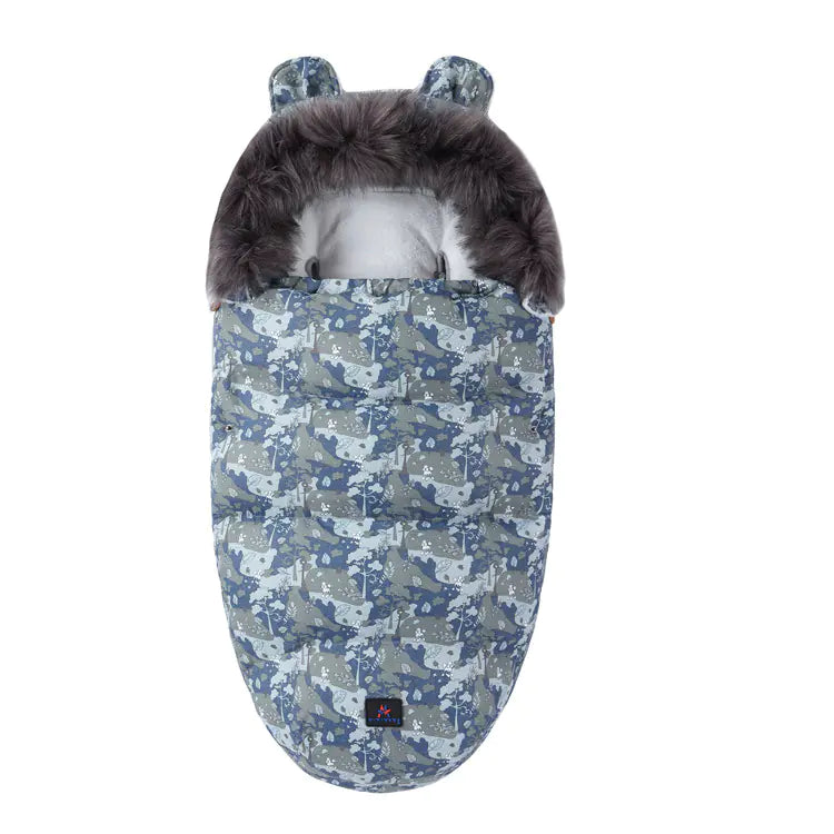 Thickened Fleece Baby Sleeping Bag with Fur Collar