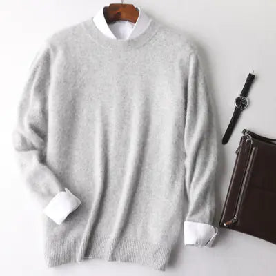 Men's Mink-Wool Round Neck Sweater