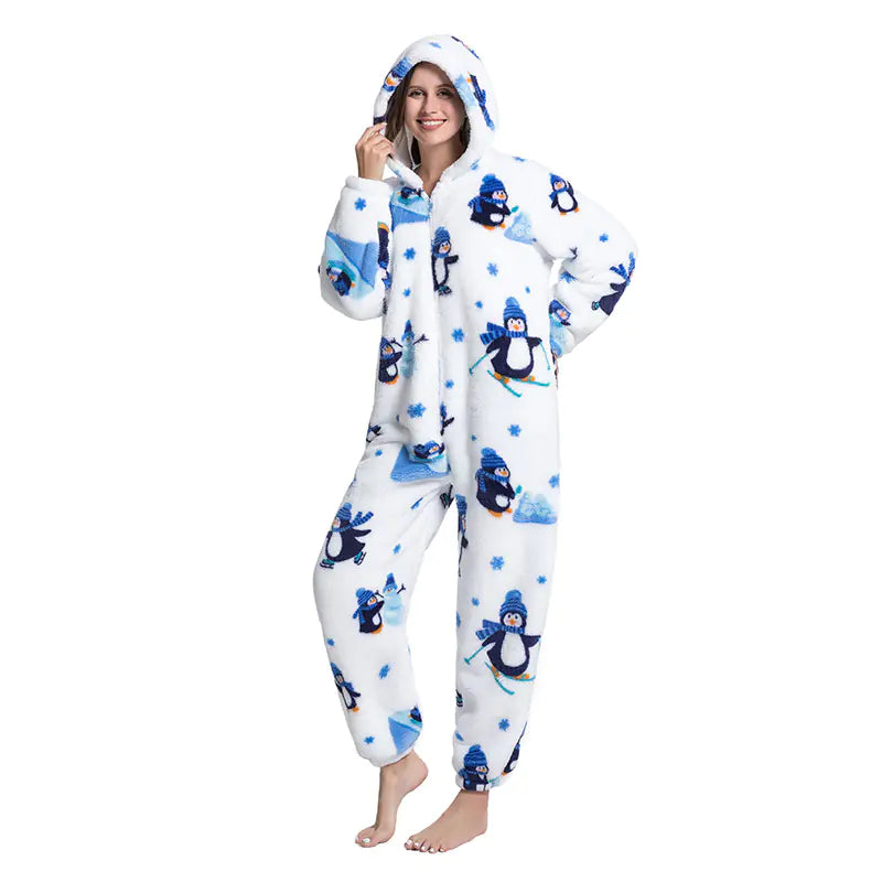 Cute Cartoon Animal Onesie Fleece Pajamas