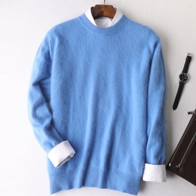 Men's Mink-Wool Round Neck Sweater