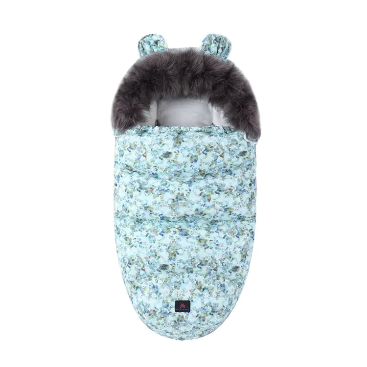 Thickened Fleece Baby Sleeping Bag with Fur Collar