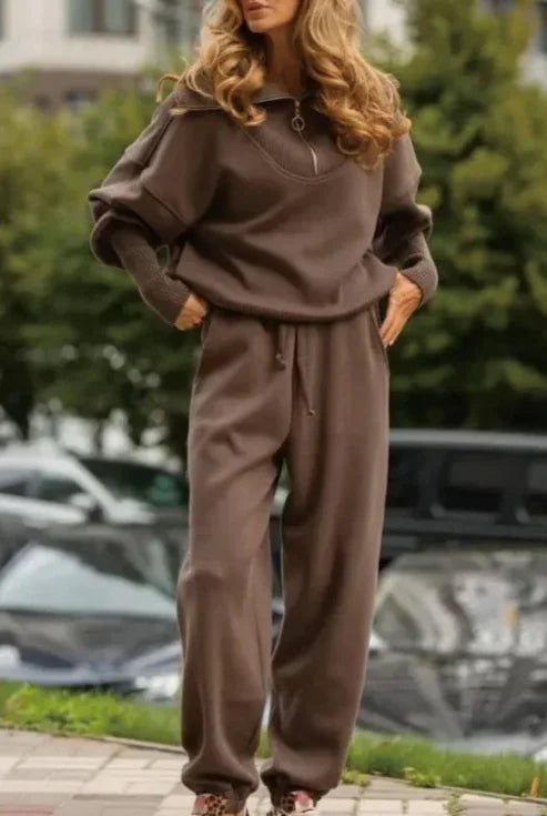 Ladies Zip Shoulder Hoodie Set