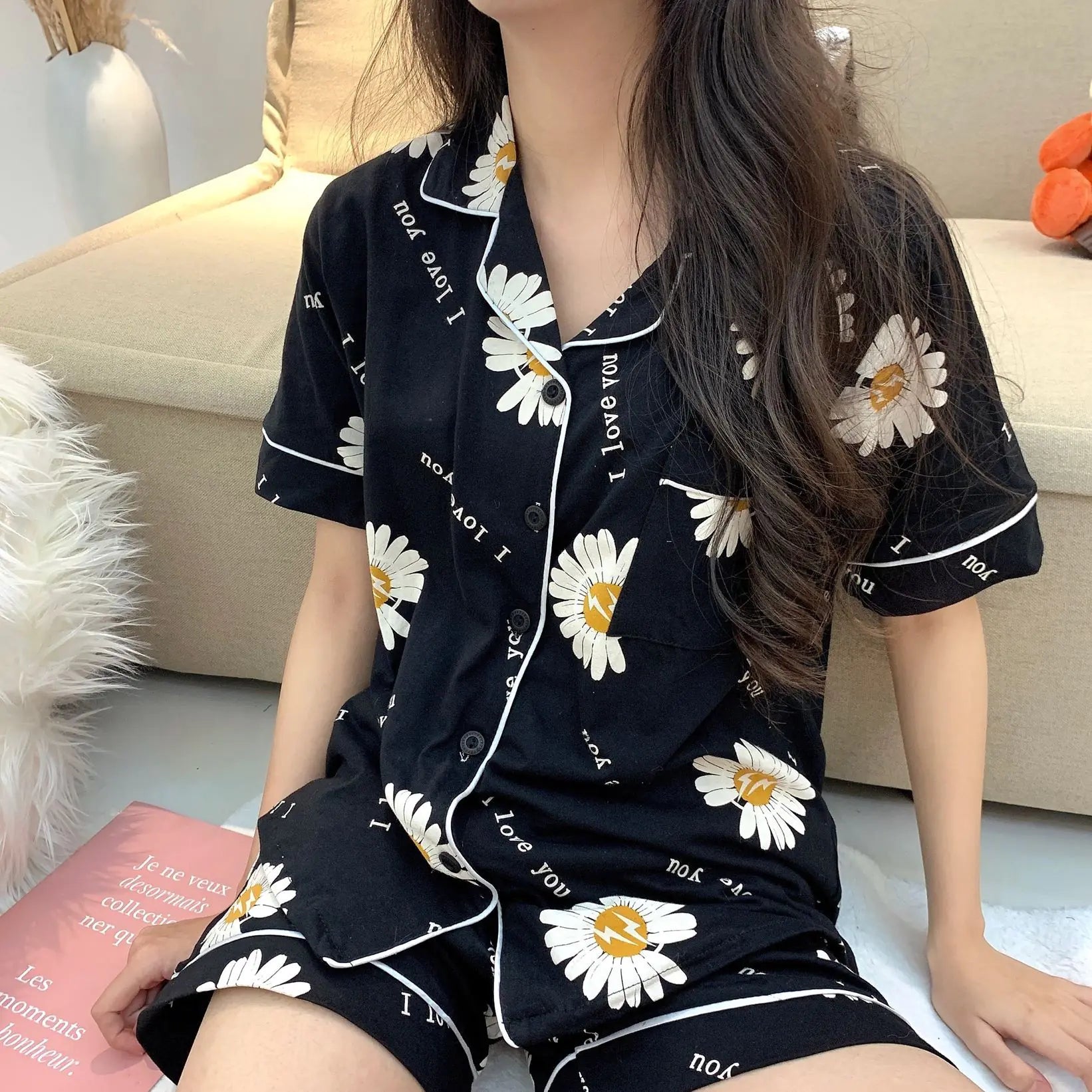 Cotton Daisy Short Sleeve Pajama Set