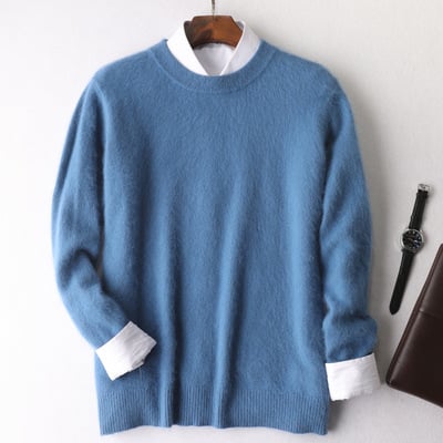 Men's Mink-Wool Round Neck Sweater