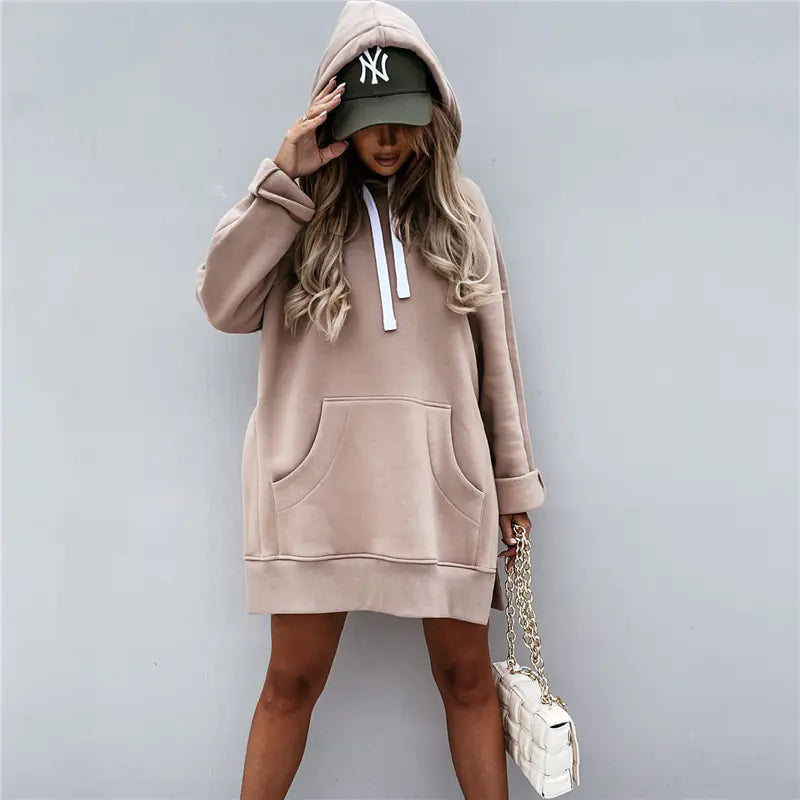 Hooded Long Fleece Sweater