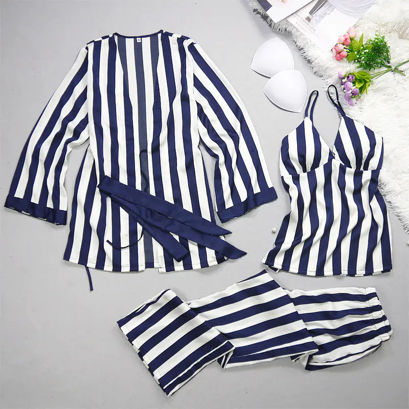 Stripped Silk Pajama Set