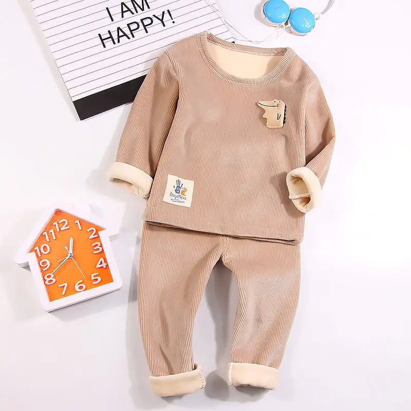 Baby Plus Velvet Thermal Underwear Suit