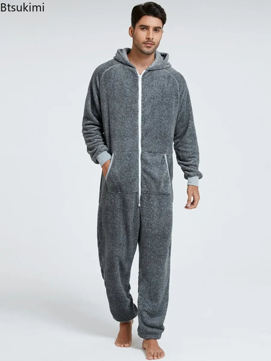 Casual Flannel Onesies Hoodie Jumpsuit
