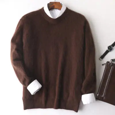 Men's Mink-Wool Round Neck Sweater