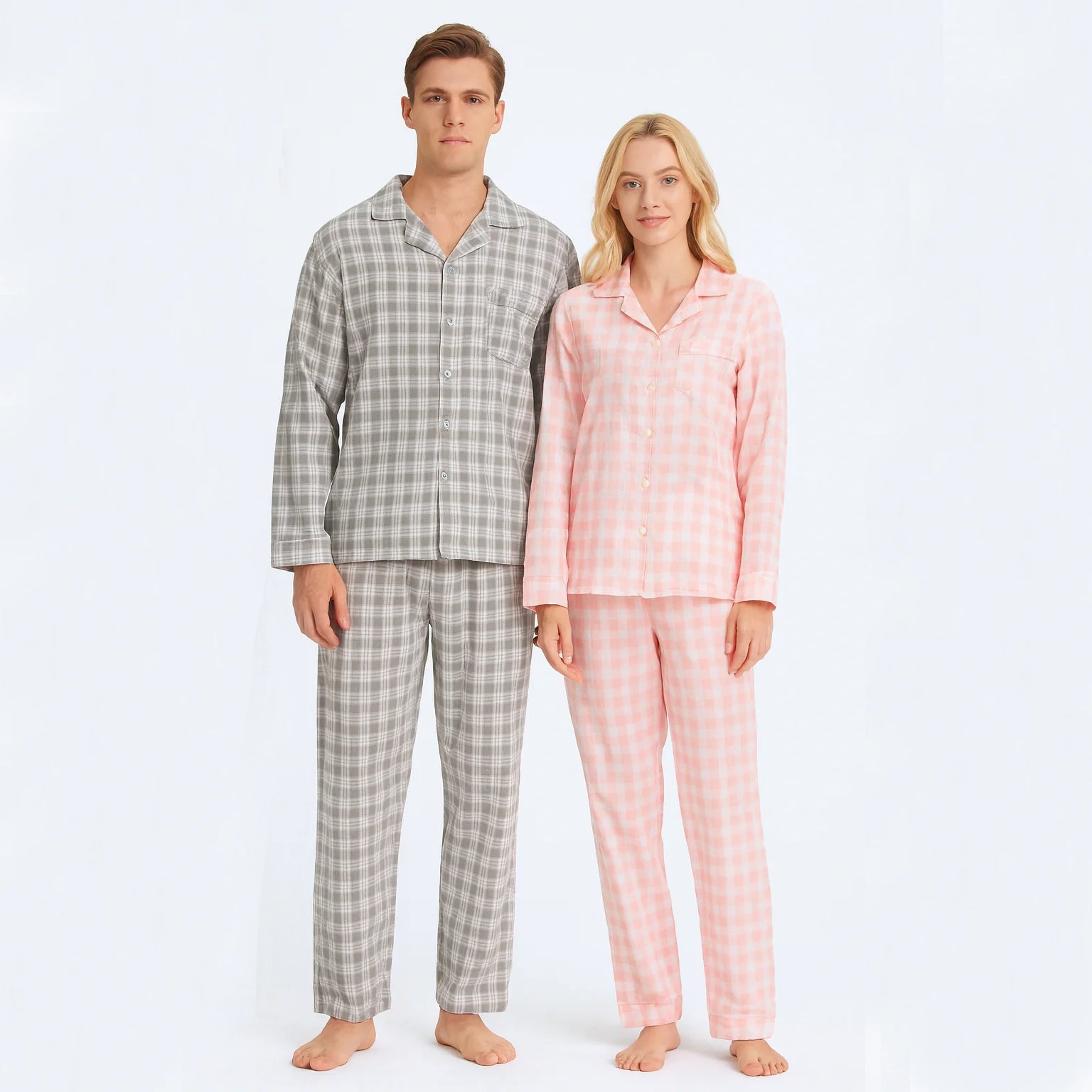 Cotton Plaid Pajama Set for Couples
