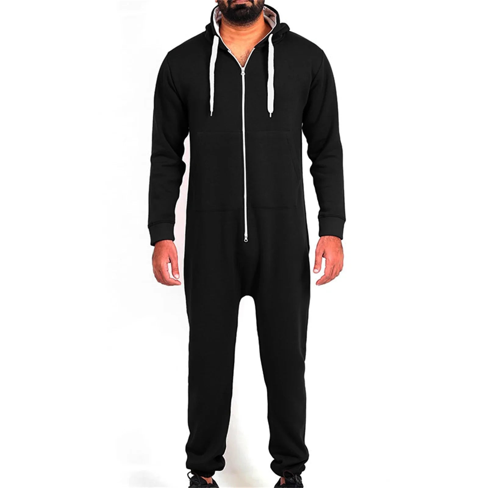 Mens Hooded Jumpsuit with Pockets