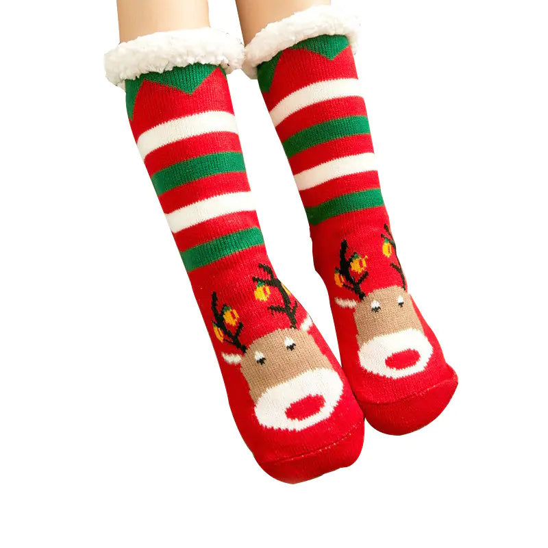 Winter Christmas Plush Coral Fleece Home Socks