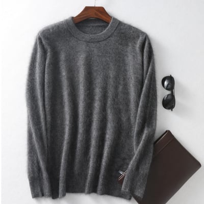 Men's Mink-Wool Round Neck Sweater